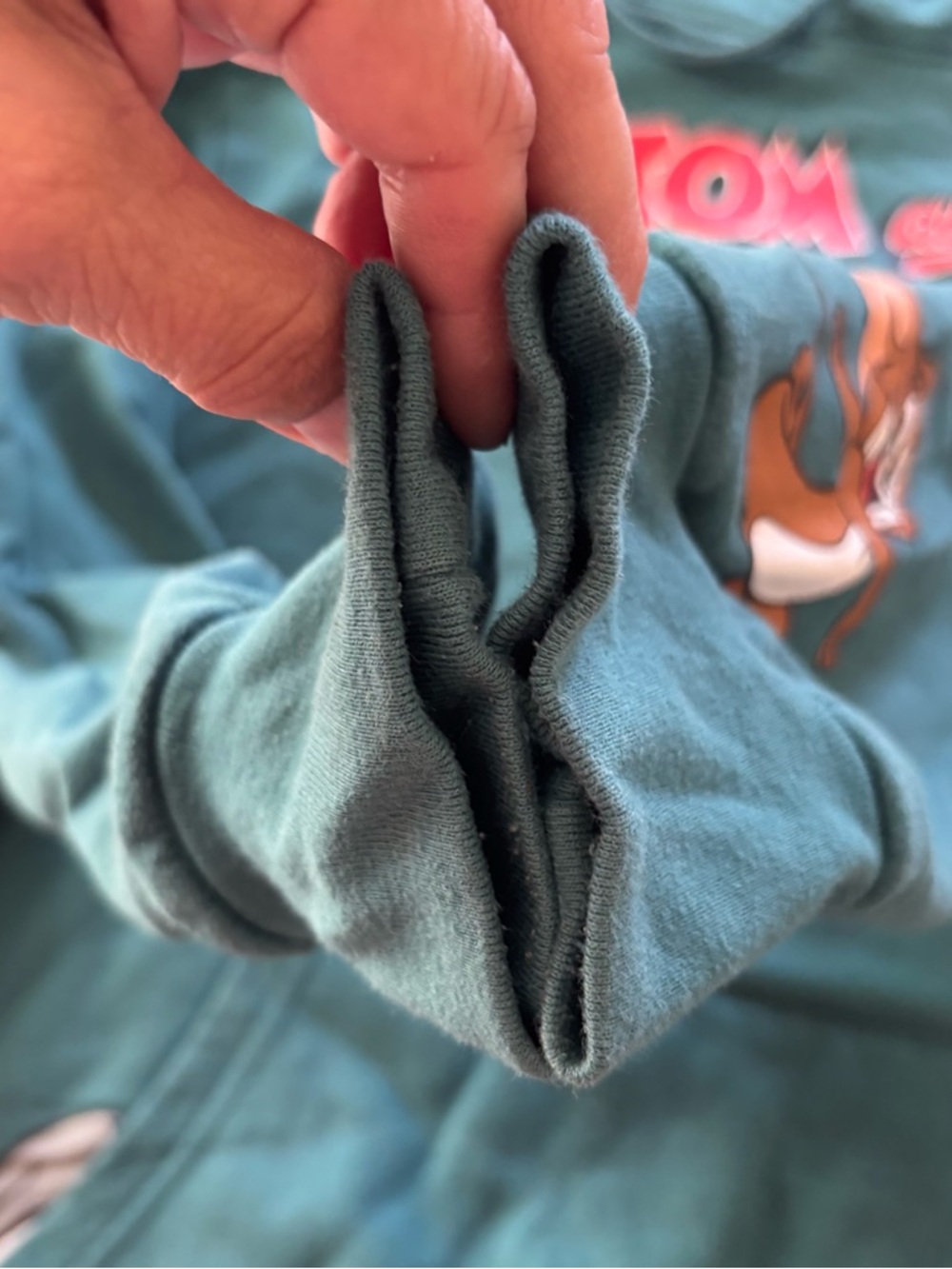 NWOT Tom & Jerry Green Pullover Hoodie Kangaroo Pocket SZ L - Picture 9 of 15